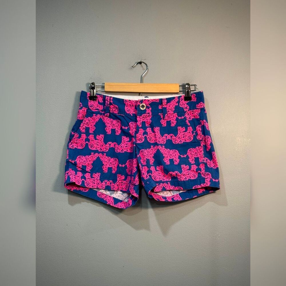 Blue/Pink Lilly Pulitzer Elephant Print Callahan Shorts Size 0 EUC